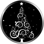 Albero di Natale stilizzato con volute spiraliformi, soggetto per proiezione di addobbi natalizi