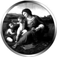 Madonna con bambino, proiezione natalizia in scala di grigi