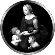 Madonna con bambino, gobos natalizi in scala di grigio