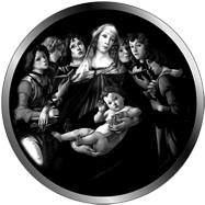 Madonna del melograno, gobos tondo Botticelli