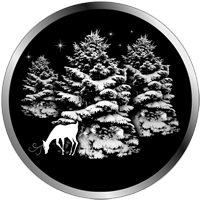gobo in scala di grigi - bosco e renna