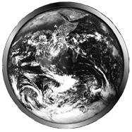 Immagine pianeta Terra dallo spazio, gobo scenografico monocromatico in scala di grigi