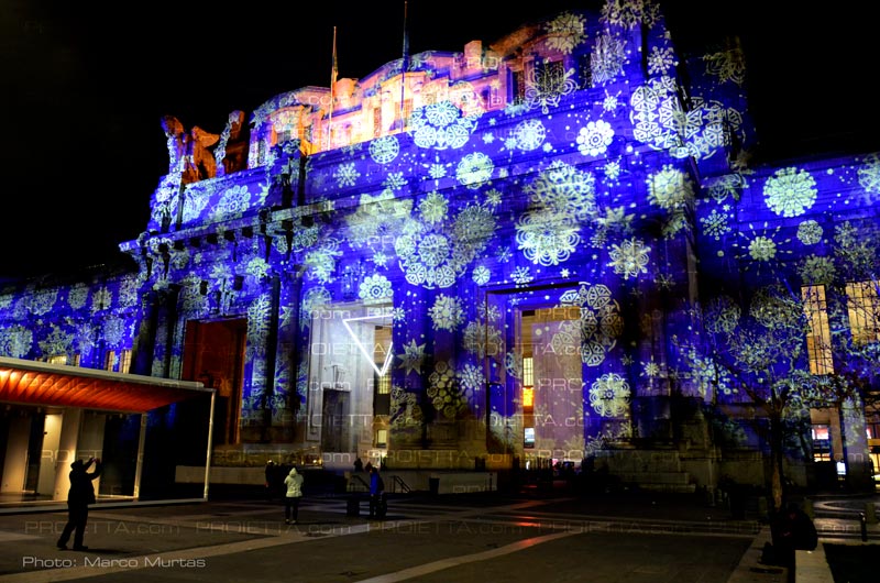 milano central station christmas lights with image projectord